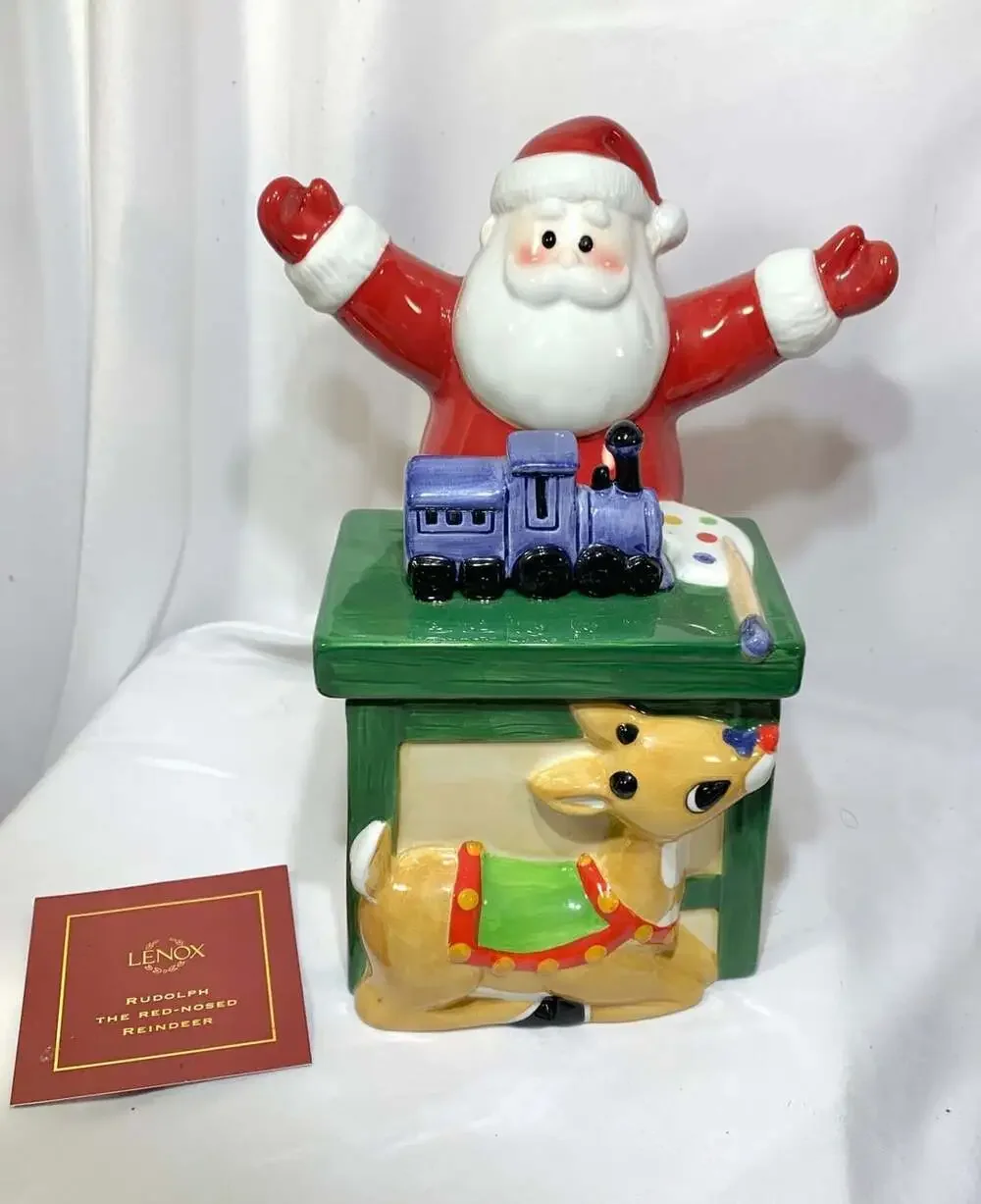Santa’s Workbench Lenox with Rudolph cookie jar
